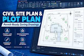 create professional civil site plan, plot plan and zoning drawings