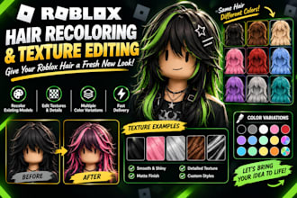recolour roblox hair and edit 3d hair textures