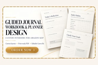 design guided journal, workbook and planner interiors for amazon KDP