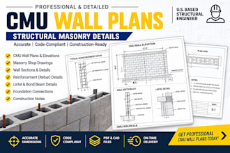 create cmu wall plans, masonry shop drawings and construction details