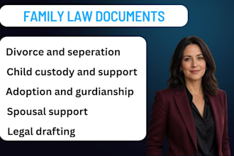 draft divorce and separation papers and child custody