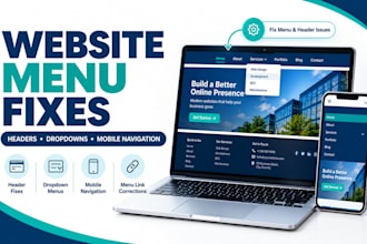 fix website navigation menus, headers, footers and dropdown issues
