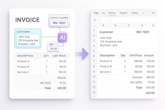convert PDF to excel and enter invoice data