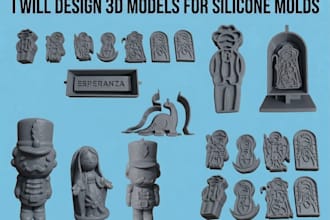 design a 3d model along with its counter mold for silicone molding