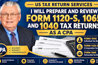 prepare and review from 1120s, 1065 and 1040 tax return as CPA