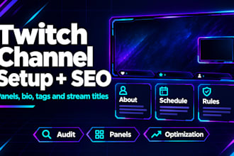 do twitch channel setup, twitch SEO, panels and optimization