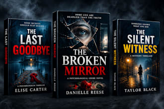 design psychological crime fiction ebook cover, mystery thriller kdp book cover