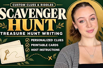 scavenger hunt treasure hunt clues riddles printable PDF cards host instructions