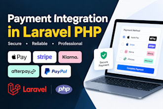 integrate apple pay, stripe, klarna, afterpay and payment apis in laravel PHP