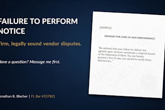 write a business dispute letter for failure to perform