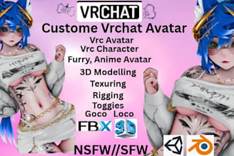 ustom vrchat avatar vrc furry avatar fursona 3d model anime nsfw vr character
