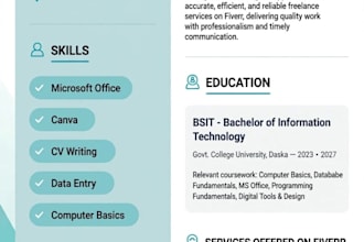 design a professional modern ats resume and CV