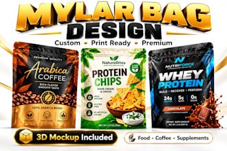 design mylar bag, pouch and food packaging labels