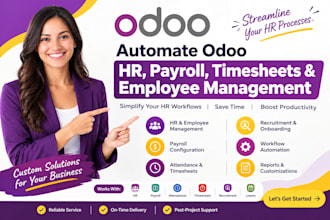 automate odoo hr, payroll, timesheets and employee management