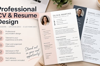 design a professional modern resume or CV