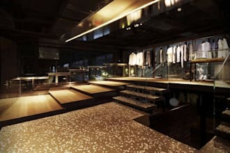 floorplan to 3d boutique interior, clothing shop,store layout, luxury retail cgi