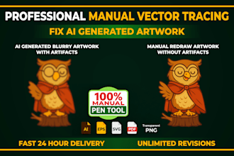 fix ai generated logo, repair text, and convert to print ready vector