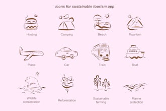 design unique hand drawn illustrations icons for your brand