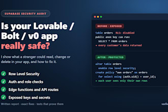 audit your supabase app for rls, auth and data leaks