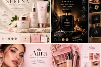 design feminine beauty brand and cosmetics packaging