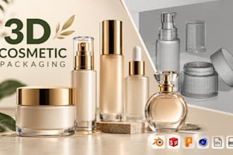 create 3d cosmetic packaging design, skincare bottle modeling and rendering