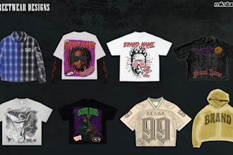 create unique designs for your t shirt, hoodie streetwear clothing brand