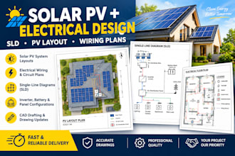 design US, UK and au solar pv layouts, electrical plans and sld drawings