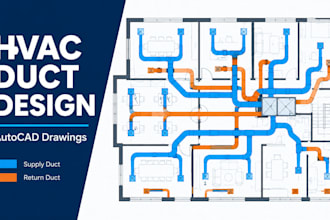 design hvac duct layout, heat load, duct sizing, diffusers in autocad