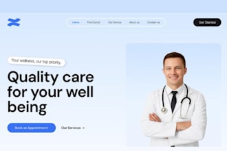 develop a modern telehealth, landing page for clinics, doctors