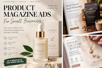 design product magazine ads for small local businesses