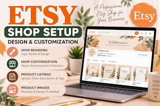 set up etsy store, design and customize your etsy shop with branding