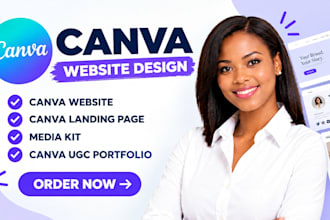design canva website, canva landing page, media kit canva ugc portfolio website