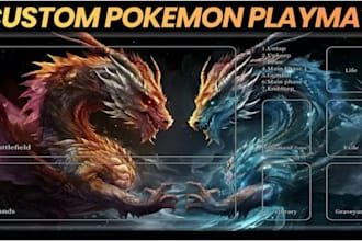 design custom tcg anime playmat artwork for mtg, pokemon and trading card games