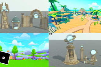 build custom stylized map, roblox low poly map, city, terrain map with landscape