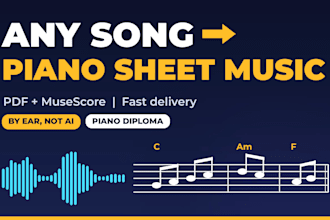 transcribe any song into piano sheet music or a lead sheet, fast