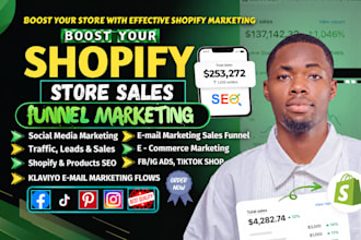 do shopify marketing, sales funnel and klaviyo email to boost sales