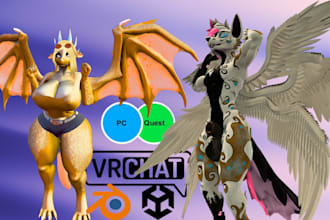 create and rig custom nsfw vrchat furry avatar 3d modeling for vrchat