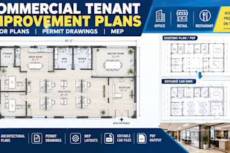 draft commercial tenant improvement floor plans  architectural permit drawings
