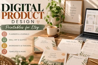 design etsy digital products, digital wall art downloads and printables for etsy