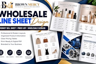 design wholesale line sheet, product sell sheet and price list