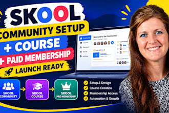 setup skool community, skool course and skool paid membership launch ready