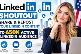 shoutout, share, repost your linkedin content to 650k active linked in audience