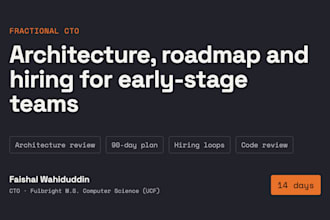 be your fractional cto for architecture, roadmap and hiring