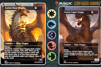 design custom mtg card art, tcg, mtg pokemon, edh commander art, playing game
