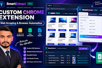 develop a custom chrome extension for web scraping and automation