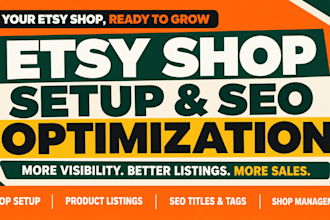 setup and manage etsy shop, product listings, SEO, marketing and shop growth