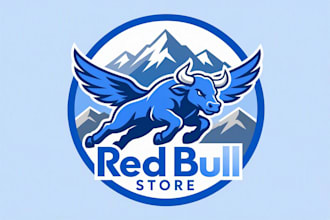 do unique red bull and wings logo with unlimited revisions