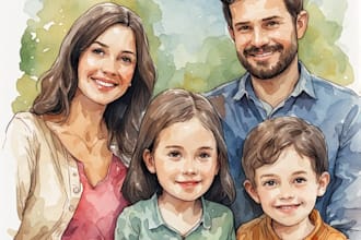 amazing family portrait watercolor portrait
