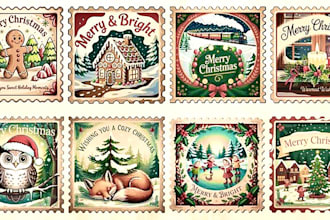 draw cute vintage christmas illustration and holiday card art for u