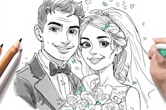 draw a custom portrait for wedding, anniversary or birthday
